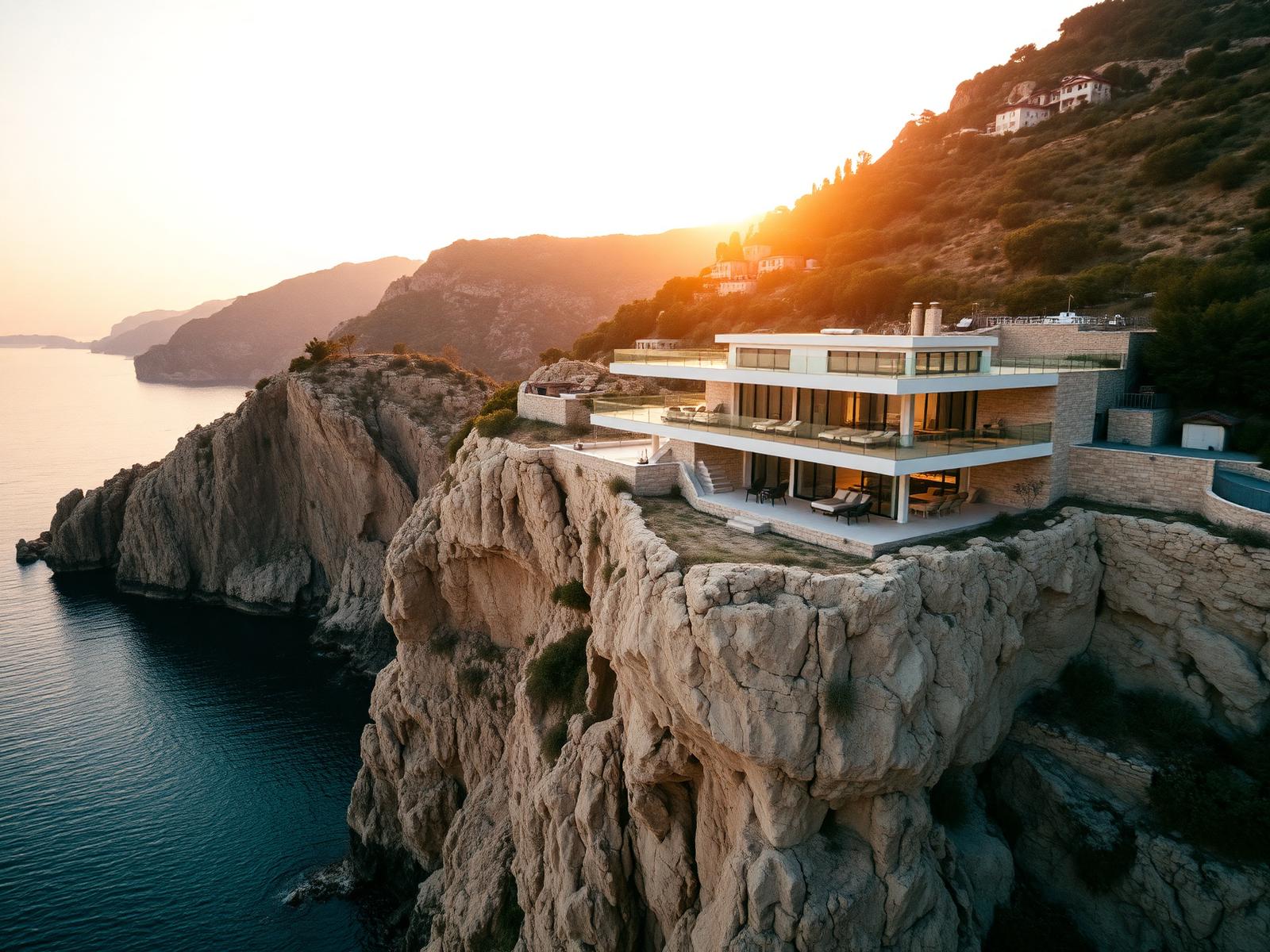 Cliffside modern villa above the Mediterranean