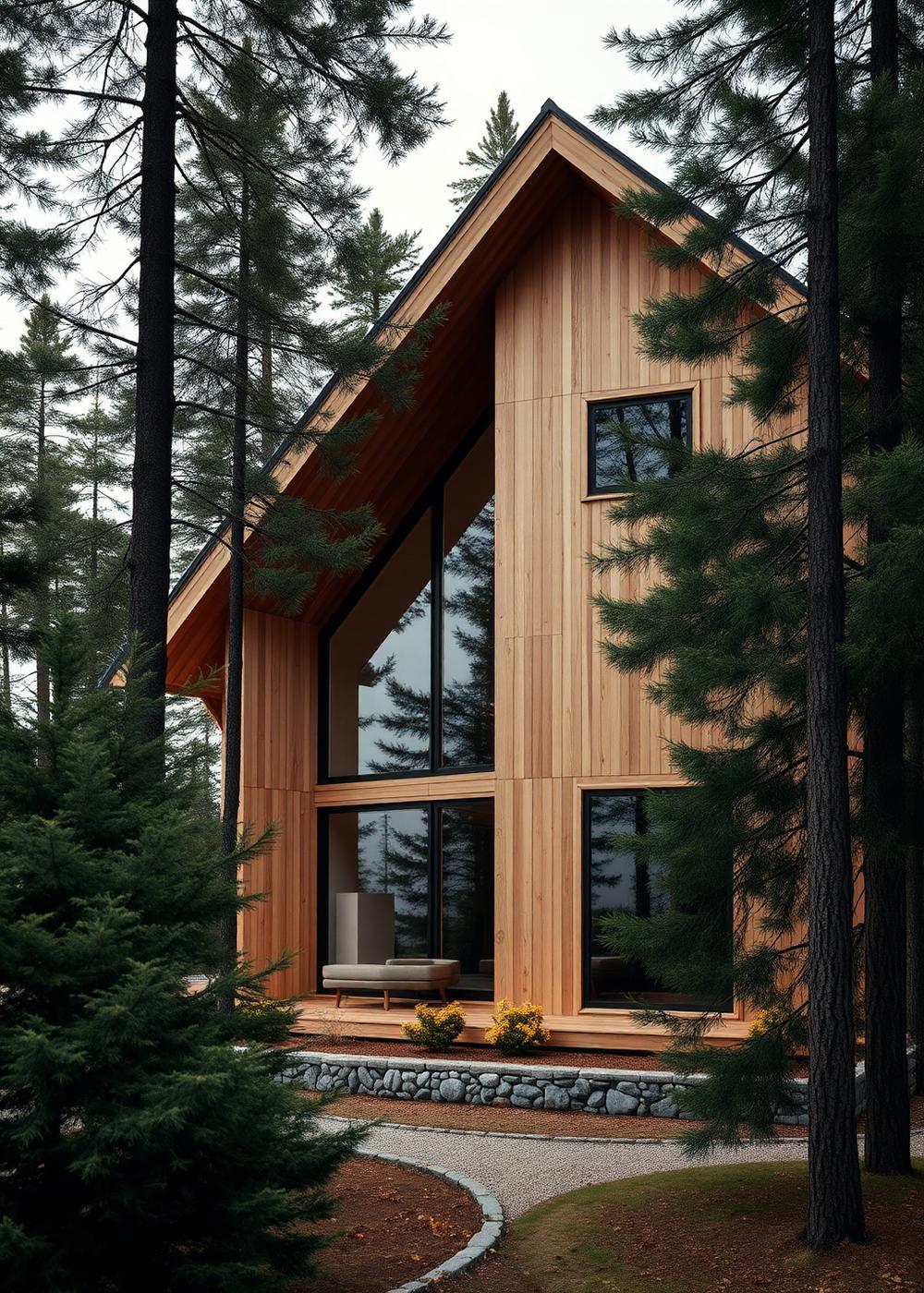 Scandinavian modern villa clad in oak among pines